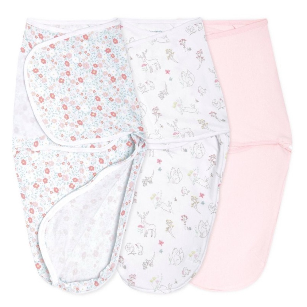 Baby Girl 100% Cotton Floral and Animal Print Baby Swaddle Set